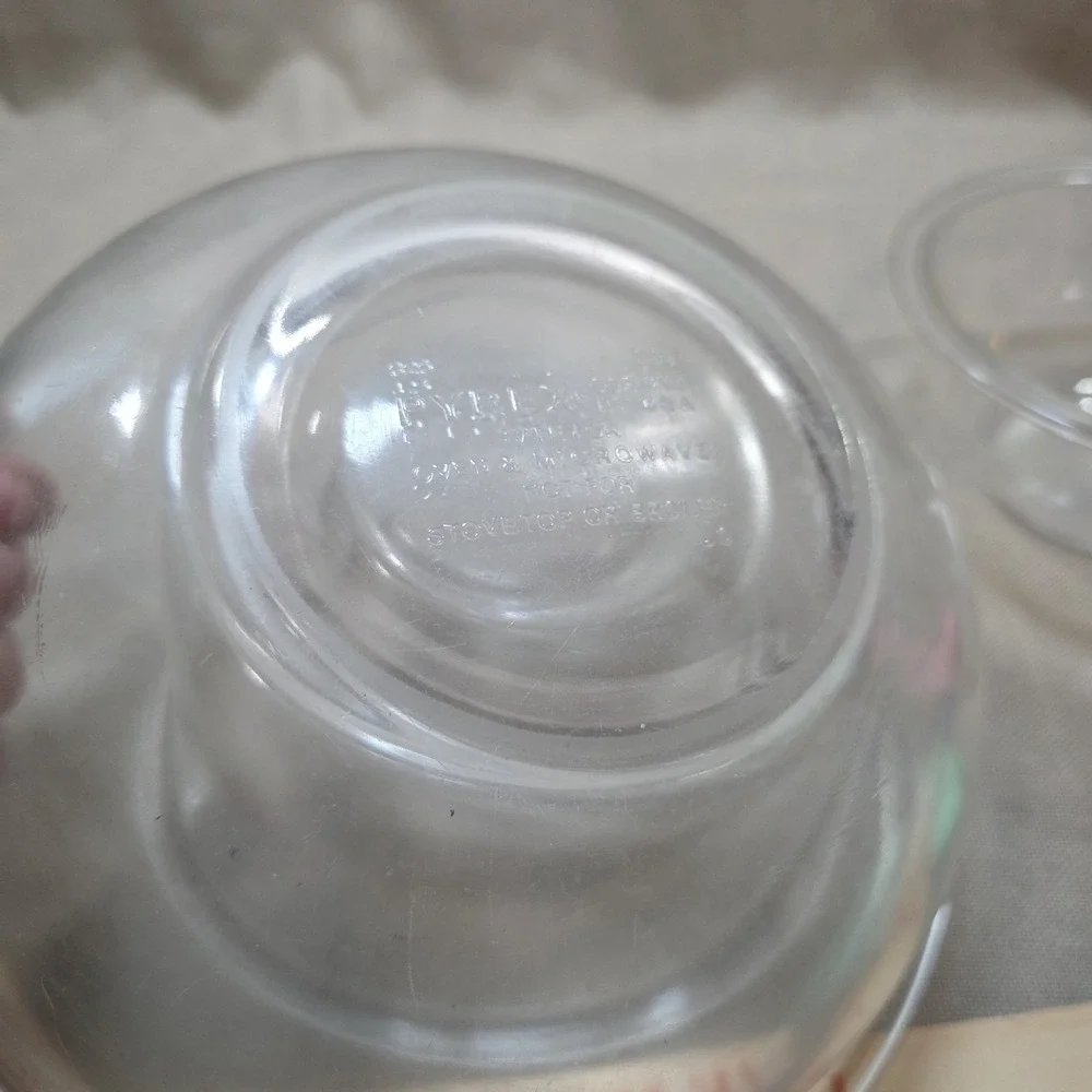 Vintage Set of 3 PYREX Clear Glass Mixing Nesting Bowls #322, #323, #325